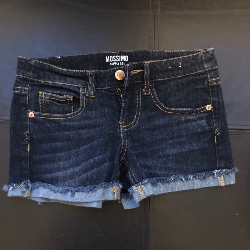 Dark wash denim shorts